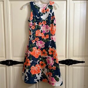 Donna Morgan Navy and Orange Floral Dress